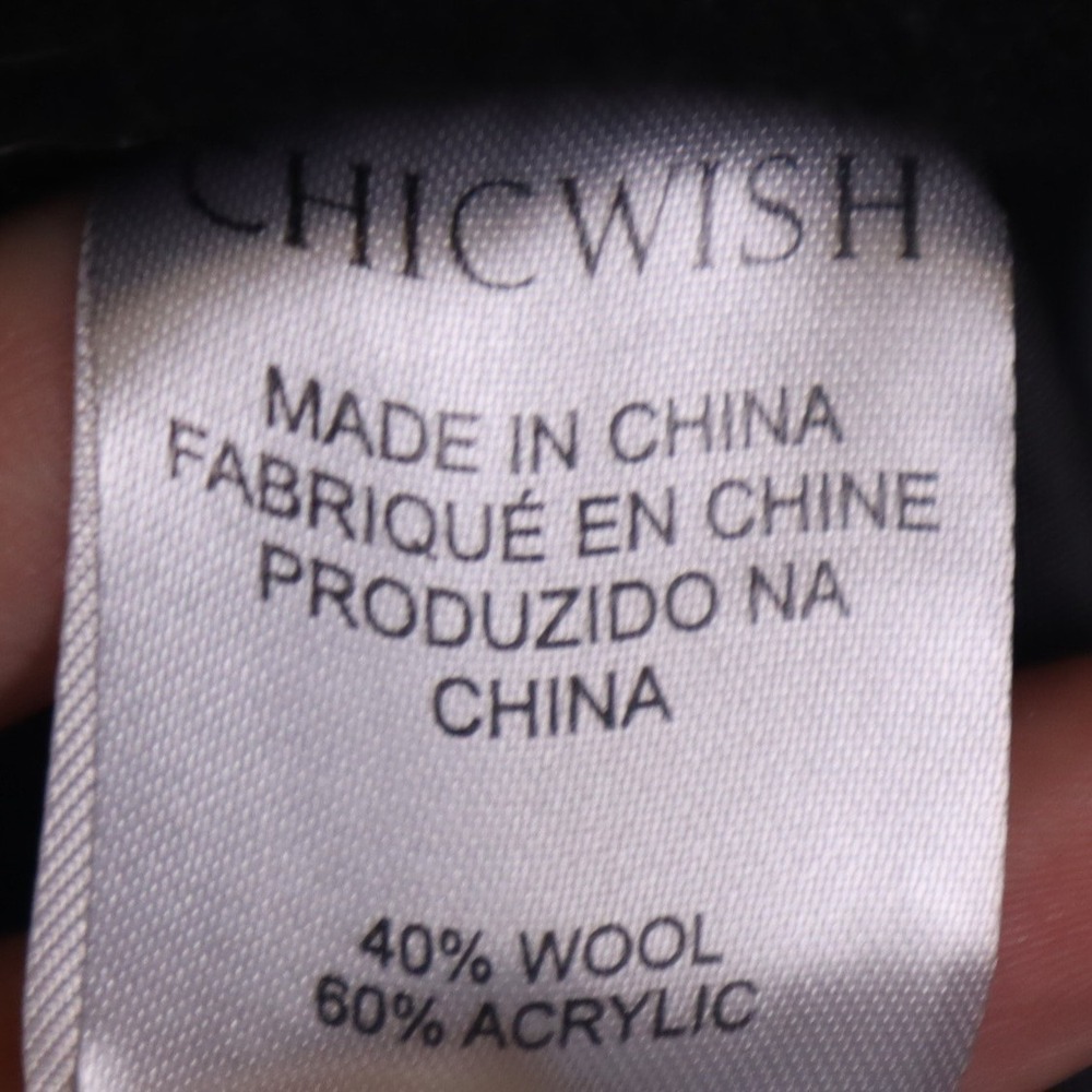 Chicwish Black Wool Blend Shawl Collar Belted Wrap Coat XS - Picture 7 of 11